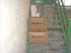 box on stairs