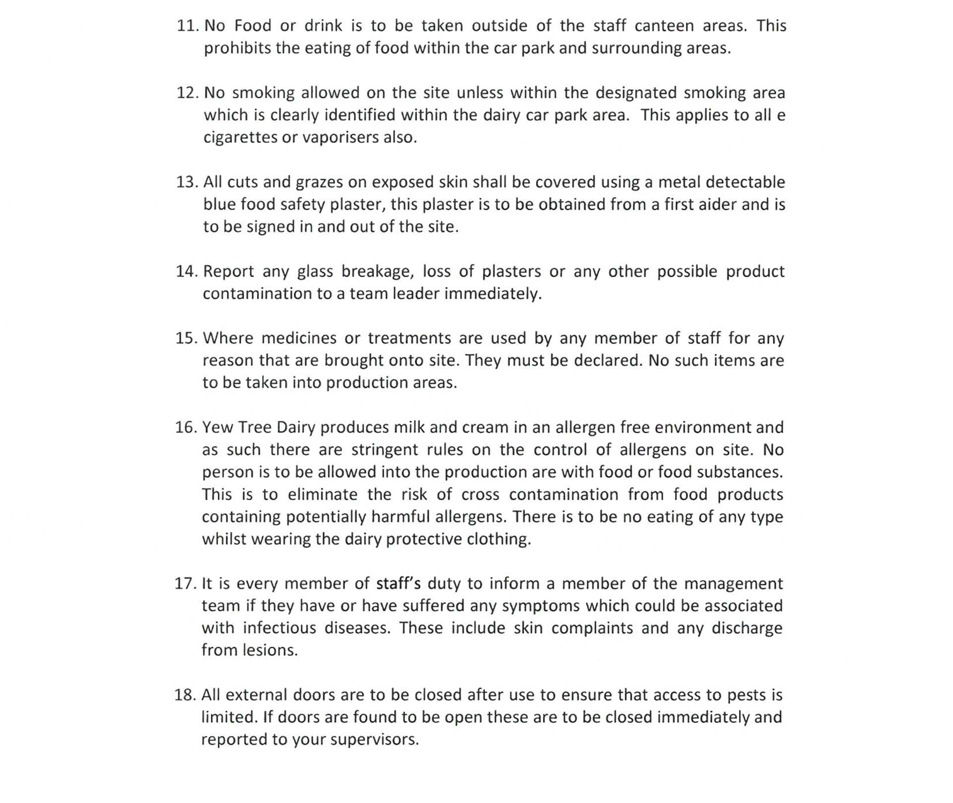 Dairy Hygiene Rules 2