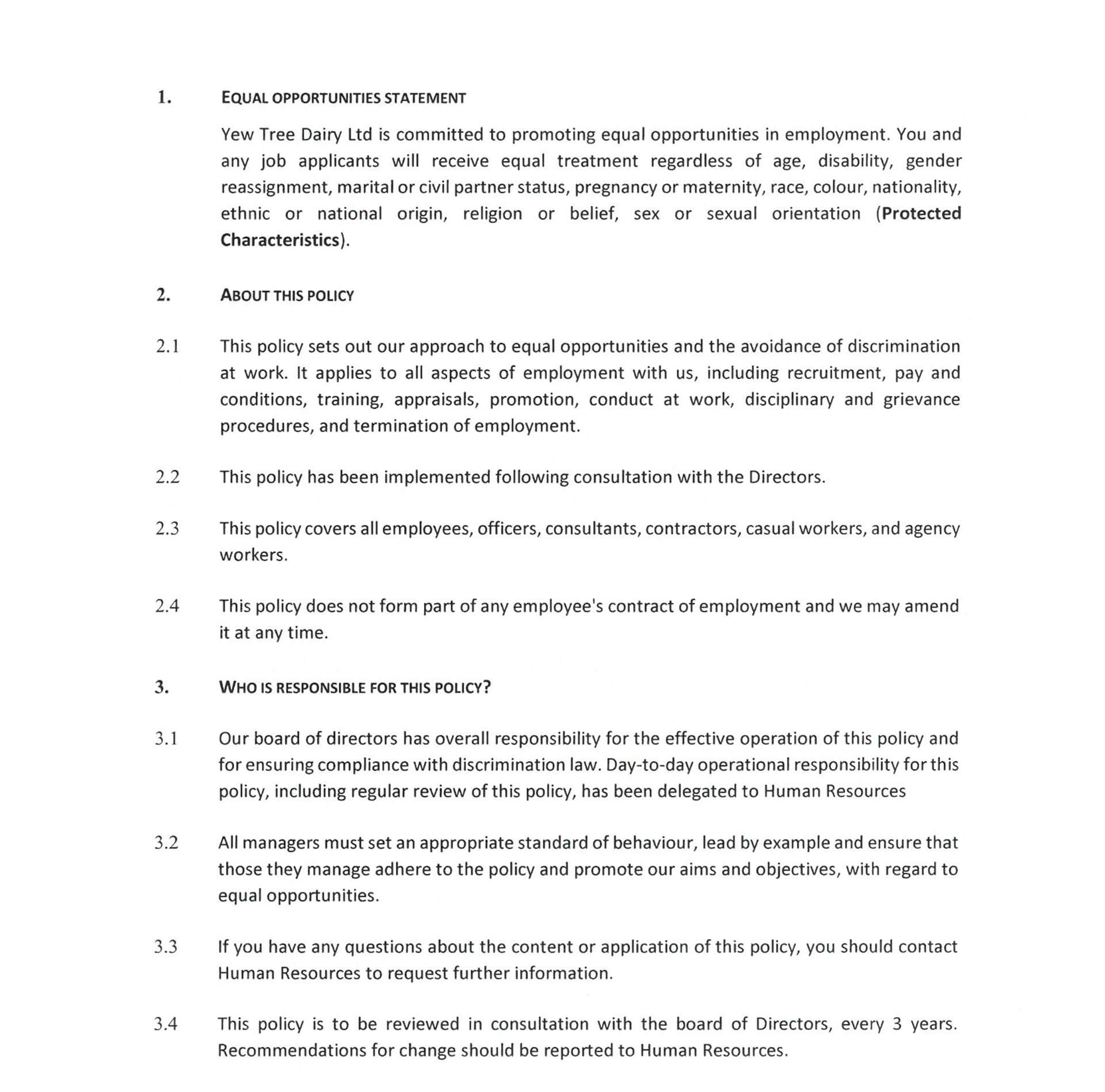 Equal Opportunities Policy 1