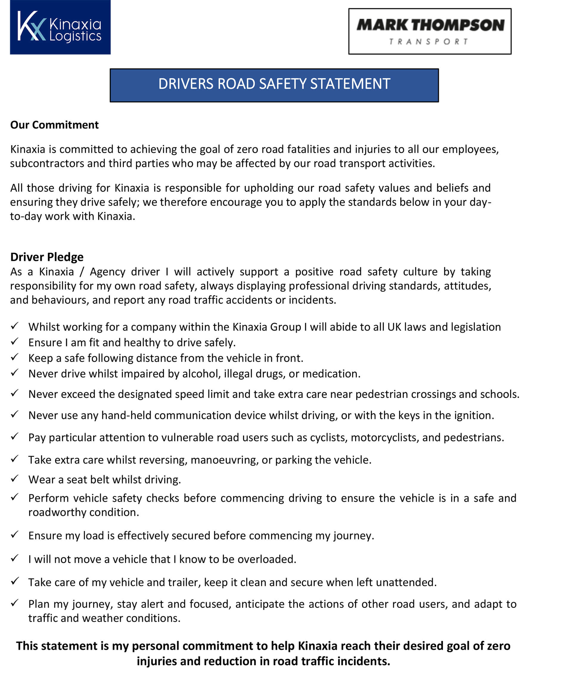 MTT Agency Road Safety Statement 1