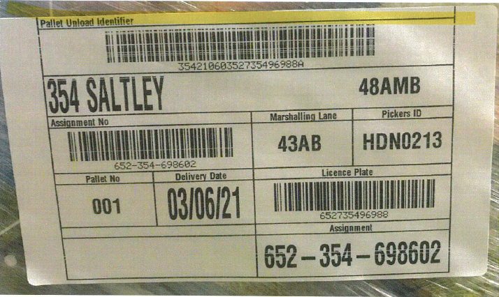 A packing label